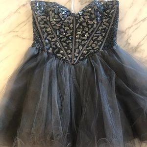 Gunmetal Grey Sequined Sherri Hill Dress Size 12